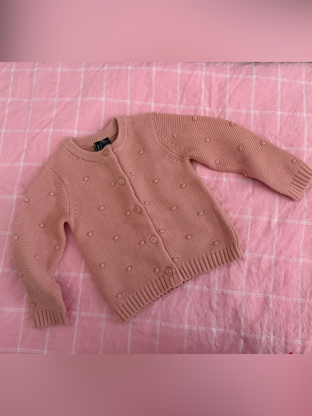 Soft Pink Smallbone & Scot Knit Button Cardigan - 9m baby